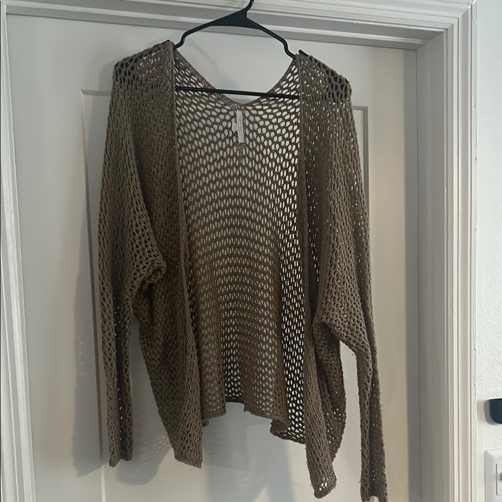 Open-Knit Brown Sweater